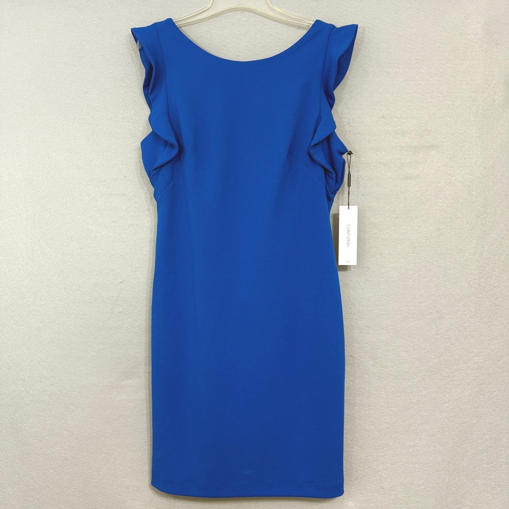 Calvin Klein‎ Women's Ruffle Sleeve Sheath Dress Size 12 Classic Elegant Office